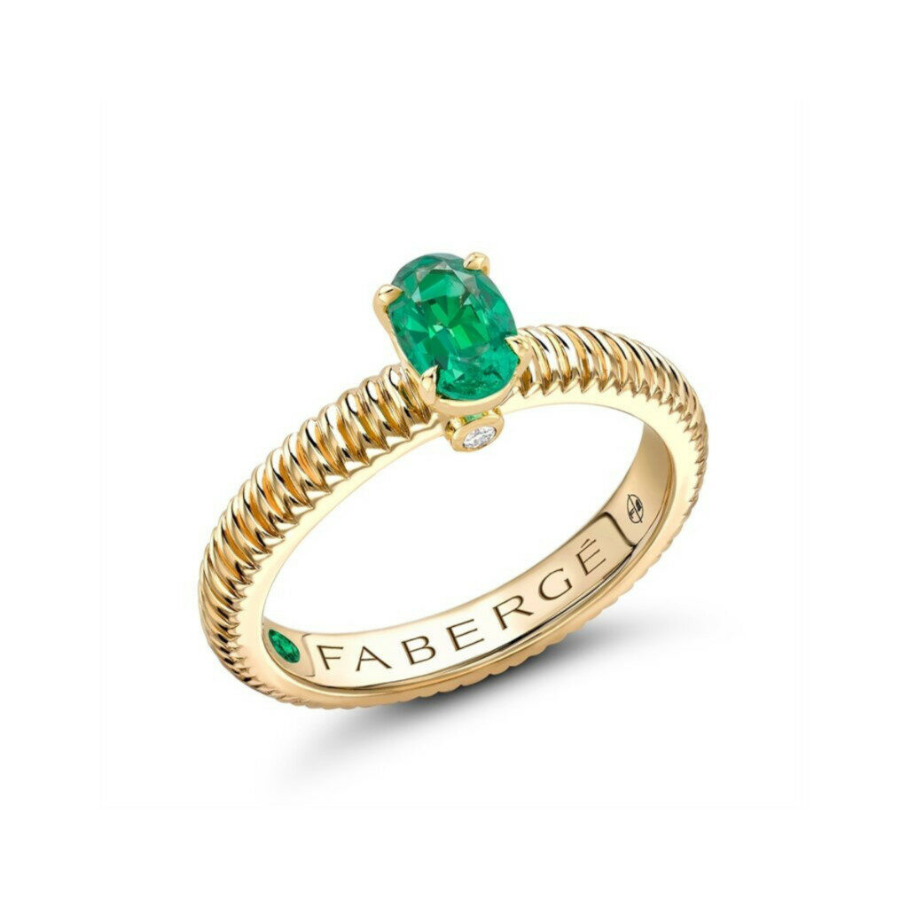 Vintage-Verlobungsring von Fabergé mit grünem Smaragd